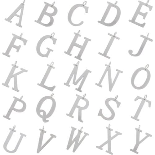 ZHUKOU silver color 26 letters charms Brass letter pendants for women DIY handmade Jewelry accessories Supplies wholesale VD950