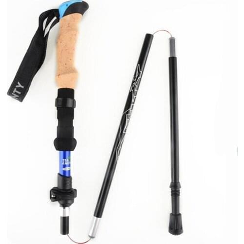 1pcs Trekking Pole Cane Hiking Cane Aluminum Ski Camp Telescopic Baton Outdoor Cane Straight Camping Cane Self Defense Stick