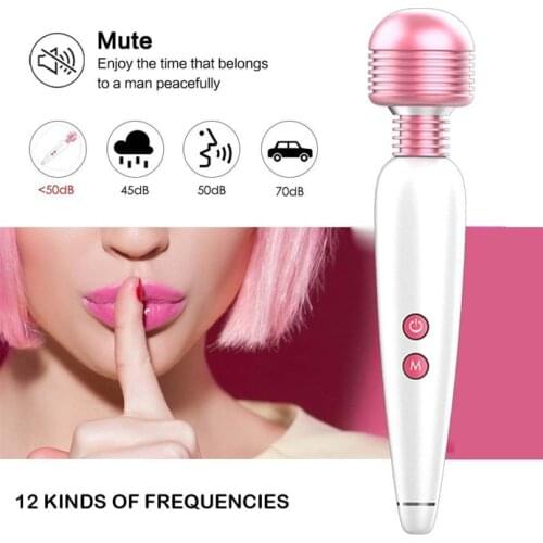 12 Speed Rechargeable Silicone Japanese AV Wand Vibrator Female Vagina Massage For Clitoris Breast Rotating Handy Wand