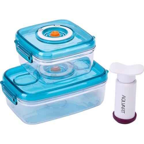 2PCS Kitchen Vacuum Container Square Plastic Containers Food Preservation Vacuum Storage Box With Pump Vacuum Sealer