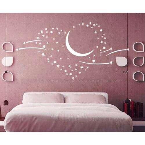 2014 Free Shipping romantic bedroom stickersTV stickers/ Moon and stars/Wall Sticker Wall Mural Home Decor Room /50*70cm