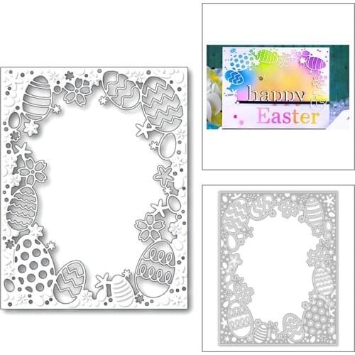 2020 New Easter Eggs Birthday Metal Cutting Dies For DIY Cut Paper Craft Making Rectangle Background Card Scrapbooking No Stamps