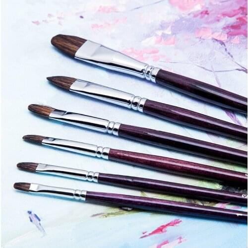 6Pcs/set Wolf Hair Paint Brushes Watercolor Brush Painting Supplies Oil Painting Art Supplies