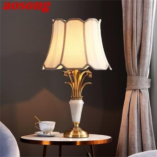 AOSONG Dimmer Brass Table Lamp Desk Light Contemporary Luxury LED Decoration for Home