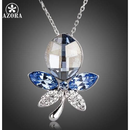 AZORA New Arrivals Stellux Austrian Crystal Flower Pendant Necklace TN0153