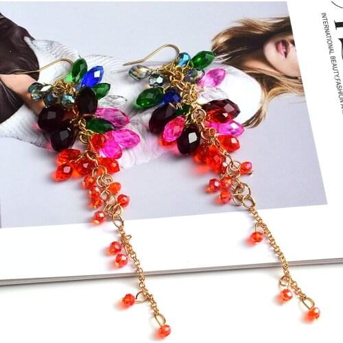 Bohemian Multicolored Beads Earrings For Women Girls Jewelry Gifts Acrylic Beaded Handmade Earrings For Women za Drop Earrings