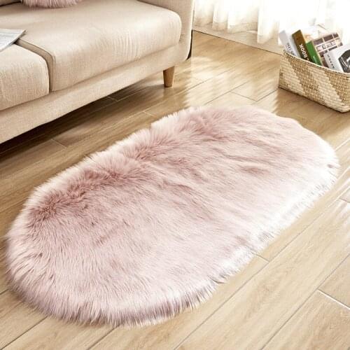 Home Long Plush Carpet Floor Blanket Oval Bedroom Bathroom Door Anti-Slip Family Living Room Decoration