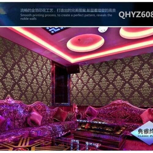Q QIHANG European Style Luxury Gold Foil TV Background Wallpaper