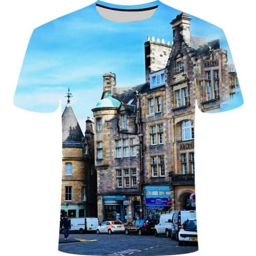 Summer Urban graphic t shirts For Men Fasion Cityscape Pattern T-shirt Personality Hip Hop Interesting short sleeve t-shirts Top