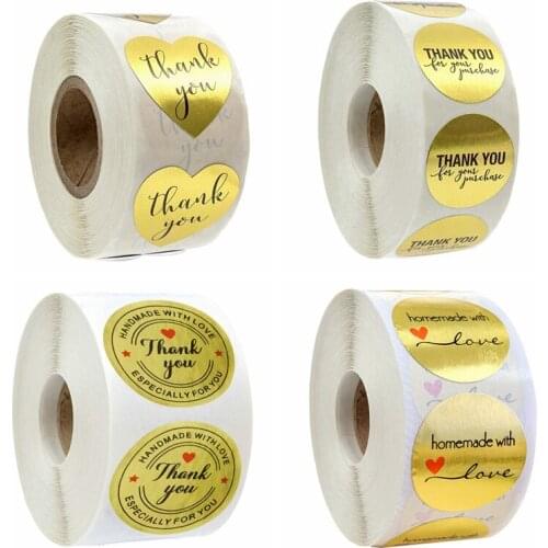 500pcs golden ground round shape homemade with love Scrapbooking stationery Favors Labels Mailing Supplies Sticker for Package