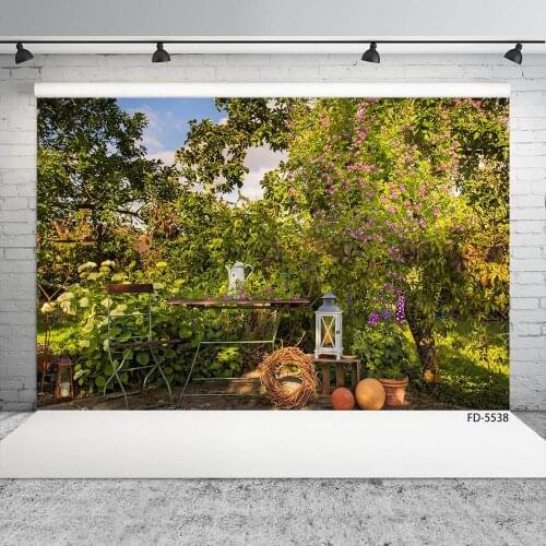 Lamp Plant Garden Photography Backdrop Customized Photocall Background for Portrait Children Baby Pets Photoshoot Photo Studio