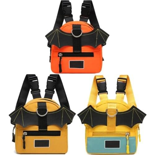 Summer Canvas Dog Hiking Backpack Harness Cute Bat Wing Small Puppy Saddle Bag Zippered Adjustable Back Pack Pet Supplie