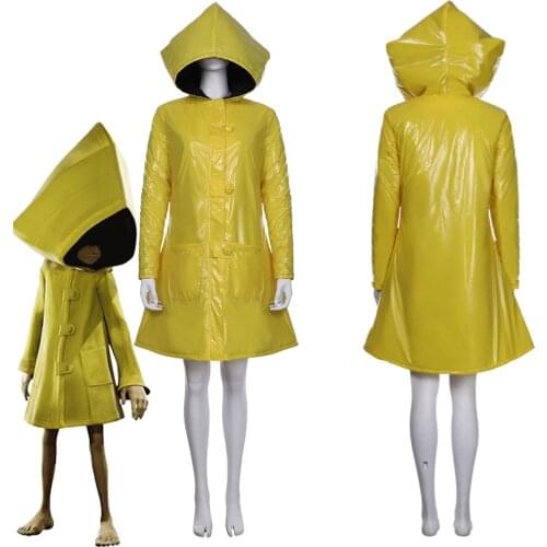 Little Nightmares Six Cosplay Costumes Yellow Long Hood Coat For Adult Men Women Halloween Costumes