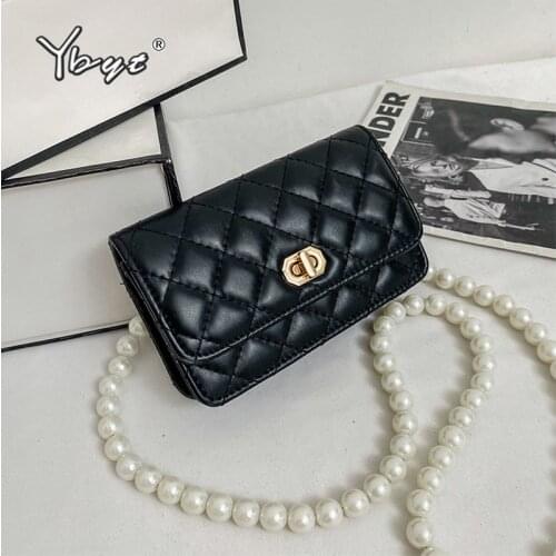 Diamond Lattice PU Leather Mini Crossbody Bags For Women Fashion Pearl Shoulder Strap Small Shoulder Bag Handbags And Purses