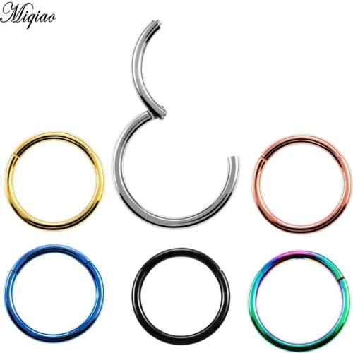 Miqiao 2 Pcs Multi-function Ring Interface Ring Closed Ring 316L Stainless Steel Pierced Nose Ring Seamless Connection Earrings