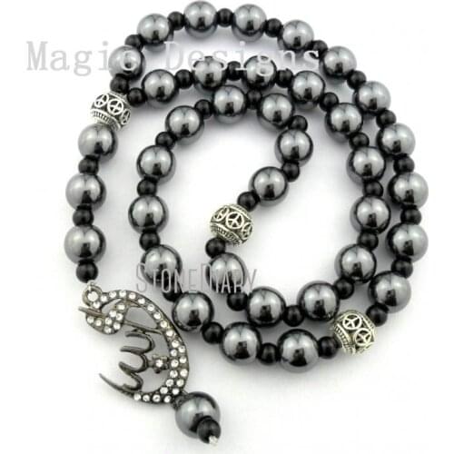MU14381 Gunblack Crescent Allah Muslim Islamic Prayer Beads Eid Gift Tasbin of Fatimah Jewelry