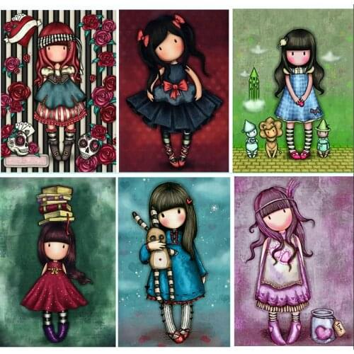 5D DIY Poured Glue Diamond Painting Kits Scalloped Edge Colorful Girl House Wall Art Home Decoration Unique Gift Soft Canvas