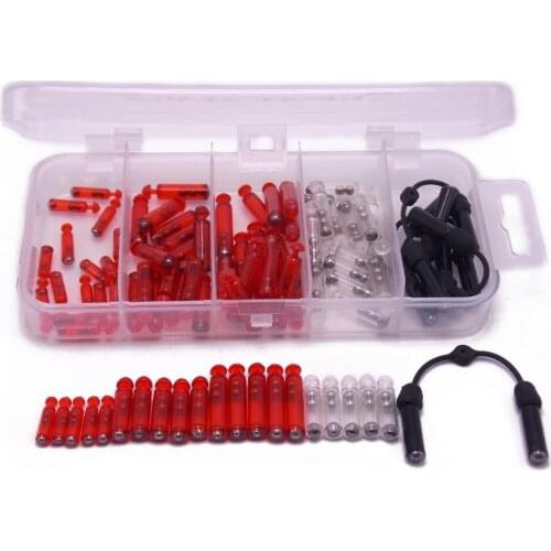 CATCHSIF Fishing Jigs Rattles Tackle Box 86pcs Lures Parts ADD Sound Red Transparent