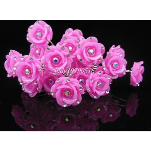 New 200pcs/lot Free Shipping Bride Wedding Crystal Flower Hair Pins Silver-Plated Women Hair Barrettes
