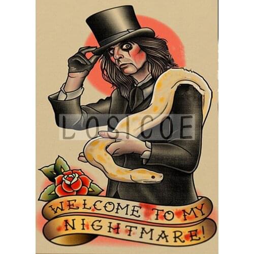 WELCOME TO MY NIGHTMARE Tattoos Patterned Posters Kraft paper Interior Painting Restoring Wall Sticker Barber shop Home Decor