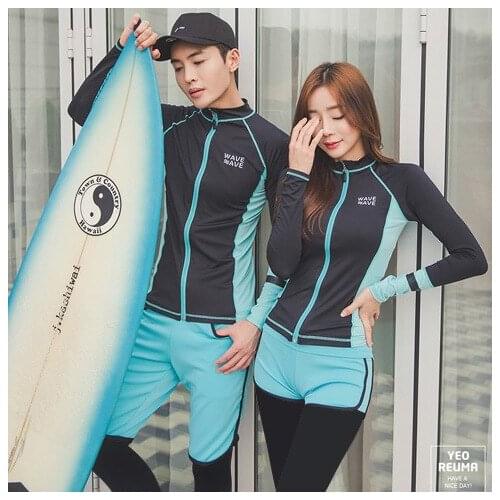 Swimming Suit Womens 5 Pieces+ Mens 3 Pieces Long Sleeves& Pants Shorts 2019New Couples Swimwear