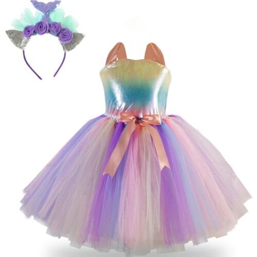 Christmas Children Mermaid Girl Dress Sparkly Toddler Girls Christmas Outfits Cosplay Dress for Children Flower Girls Tutu Dress