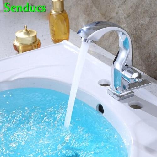 Senducs Cold Bathroom Basin Faucet Newly Design Moon Cold Bathroom Mixer Tap Deck Mounted Cold Basin Sink Faucet