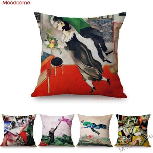 Modern Oil Painting Art Surrealism Cubism Impressionism Marc Chagall Famous Artwork Pillow Case Birthday Violinist Cushion Cover