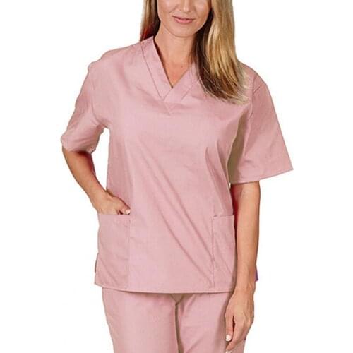 Set Nurse Top Pants Set Solid Color Elasticity Unisex V Neck Pockets Quick Dry Uniforms for Working Casual And Simple Breathable