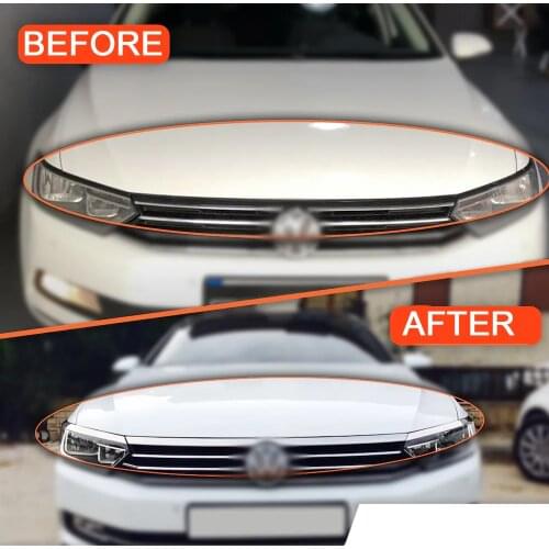 Volkswagen Passat B8 For Chrome Headlight Above Slat + Front Grille-2015-2019