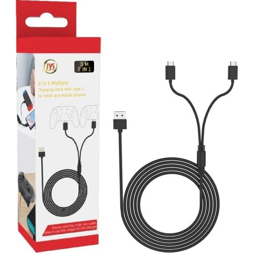 5pcs 2 IN 1 For PS5 Controller Charging Cable XboxSeriesX Joystick Charging Core Cable Type-C For Switch Pro Control Phone