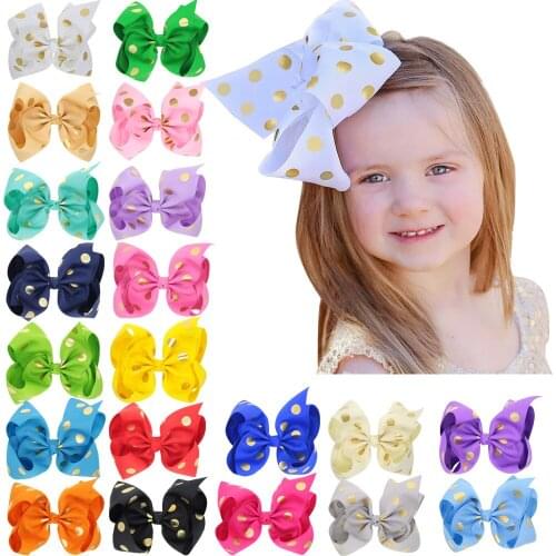 10Pc 7 Inch Jumbo Hairclips Rainbow Dots Hair Bows for Kids Handmade Girls Colorful Hairpins Hair Accessories