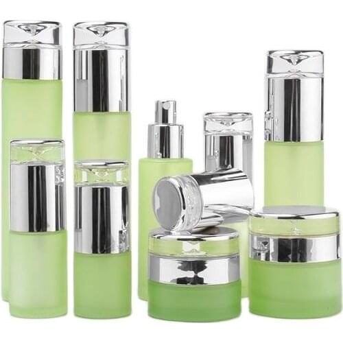 20/30/40/60/80/100/120ml Emulsion Lotion Pump Bottle Glass 30/50g Cream Container Silver Lid Atomizer Mist Spray Bottle 10pcs