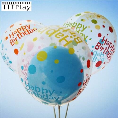 10pcs/lot 12inch Happy Birthday Transparent Latex Balloon Inflatable Air Ball Wedding Birthday Party Decoration Ballons Supplies