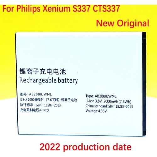 100% New 2000mAh AB2000JWML Battery For Philips Xenium S337 CTS337 Mobile Phone High Quality