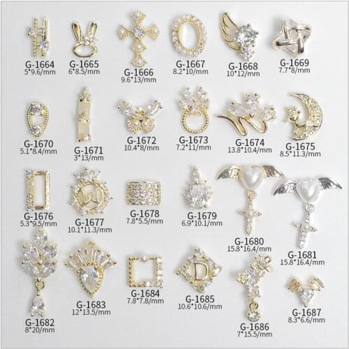 3PCS, Nail Art Fashion Designs Zircon Pearls Jewelry Rhinestones With Gold Alloy For Nail Tips Decorations