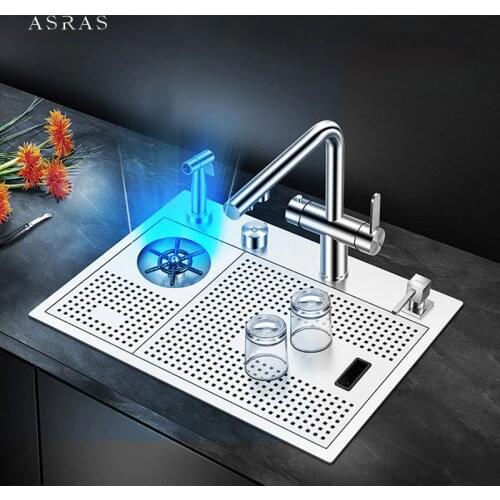 304 Stainless Steel Cup Rinser kitchen Sink 4mm Thickness Handmade Brushed Sink Above Mount Hidden kitchen Sinks