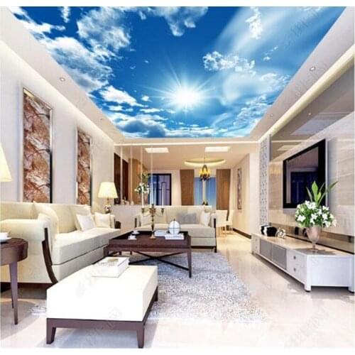 3d photo wallpaper custom 3d ceiling wallpaper murals blue sky white clouds the sun setting wall mural 3d sitting room wallpaper