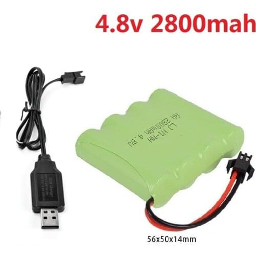 4.8V 700mAh/1800MAH/2800MAH Ni-CD rechargable battery+USB charger for RC Truck/ RC car/ RC boat /RC tank size:65*50*14mm