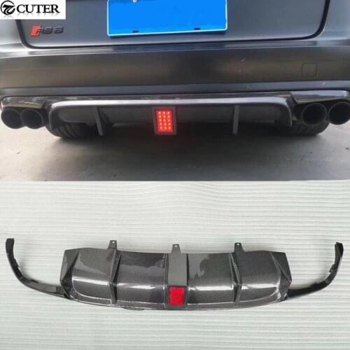 A6 allroad Carbon Fiber rear bumper diffuser with LED tail lights rear lip for Audi A6 allroad Car body kit 15-18
