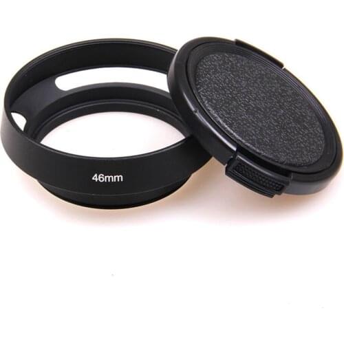 46mm Screw-in metal tilted vented Lens Hood + Lens cap For Leica M Contax Fujifilm Zeiss Olympus Panasonic Canon Sony Nikon