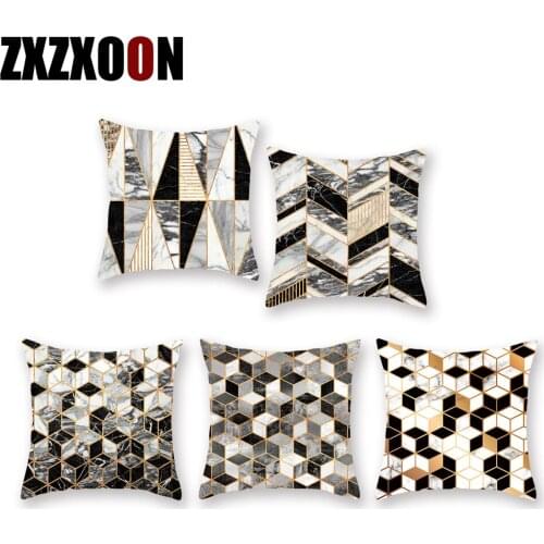 Black Gold Marble Pattern Throw Pillows Case Geometric Pillow Cushion Covers for Sofa Home Living Room Decoration Pillowcase