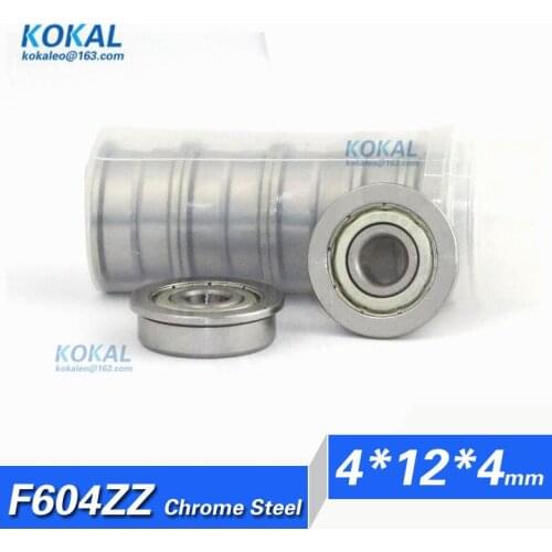 [CMF604ZZ]Free Shipping 10pcs chrome steel F604ZZ DDLF-1240ZZ 4*12*13.5*4*1 mm 604ZZ flange ball bearing F604zz