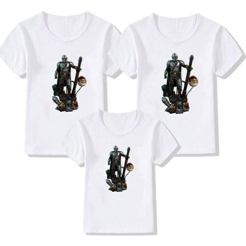 Cartoon Disney Star War T shirt Women Harajuku Cute Kawaii Summer Casual Family Look Outfits Fashion Children Tops