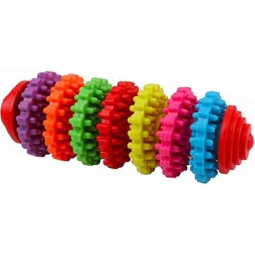 WARMMIKI Dog Toy Chew Ball Rubber Gear Shape Colorful Swivel Bite-resistant Pet Toy Rubber Gear Dog Molar Ball Grinding Toys