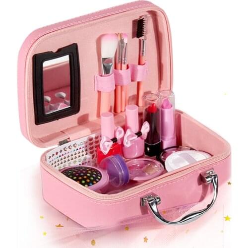 Pretend Play Simulation Cosmetic Makeup Handbag Nail Polish Lipstick Toys For Girls Children Educational Toys Birthday Gift Box