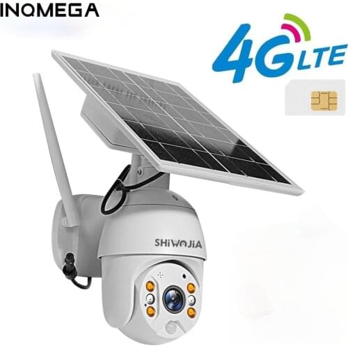 INQMEGA 4G/WI-FI Version 2MP HD Solar Camera Panel Monitor Outdoor Security Smart Home Farm Ranch Forest Long Standby LED Alarm