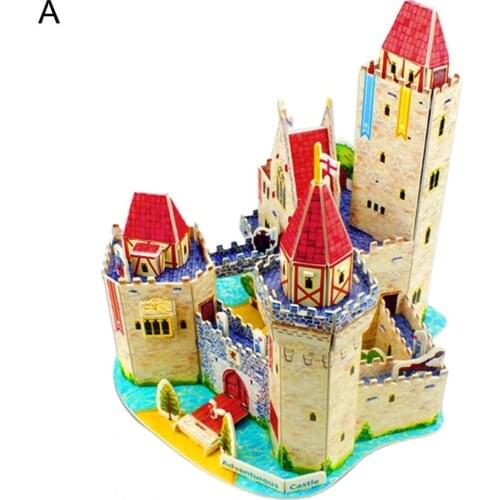 Interesting Jigsaw Toy Castle Jigsaw Creative 3D Paper Educational Building Blocks Jigsaw for Children