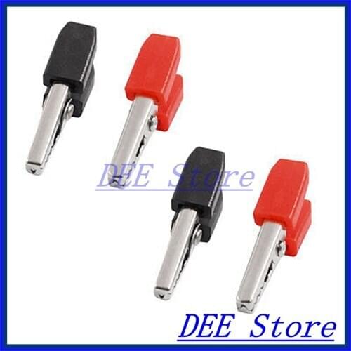14x Red Black Plastic Handle Test Probe Alligator Clips Clamps 33mm