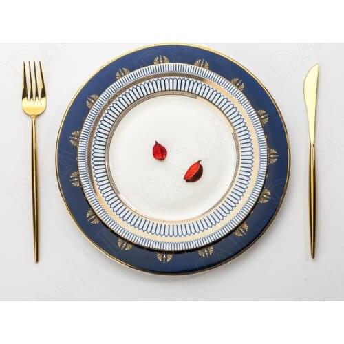 Golden Stroke Ceramics Plate Relief Geometric Patterns Decorative Restaurant Steak Dish Home Modern Breakfast Desktop Bread Pan